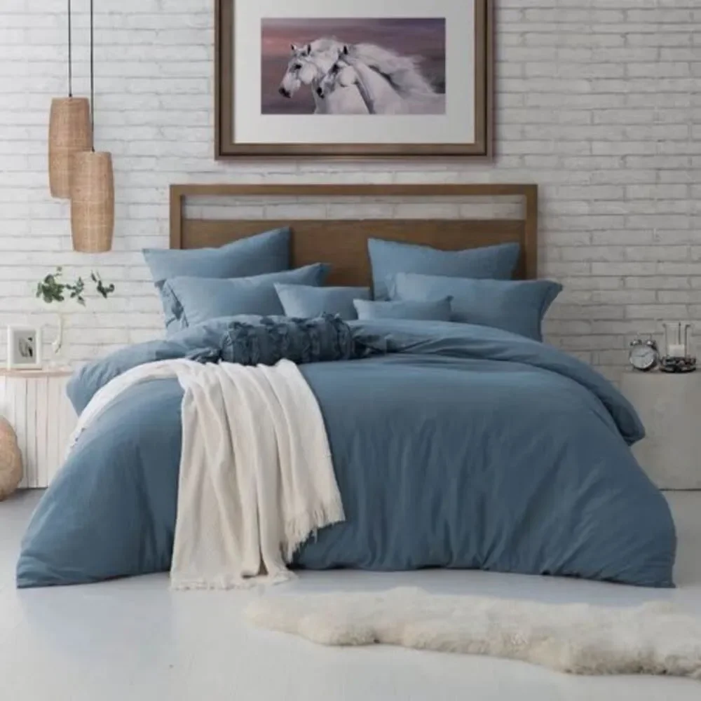 3 PIECE CAL-KING/KING DUVET COVER SET COLOR BLUE DUSK NEW